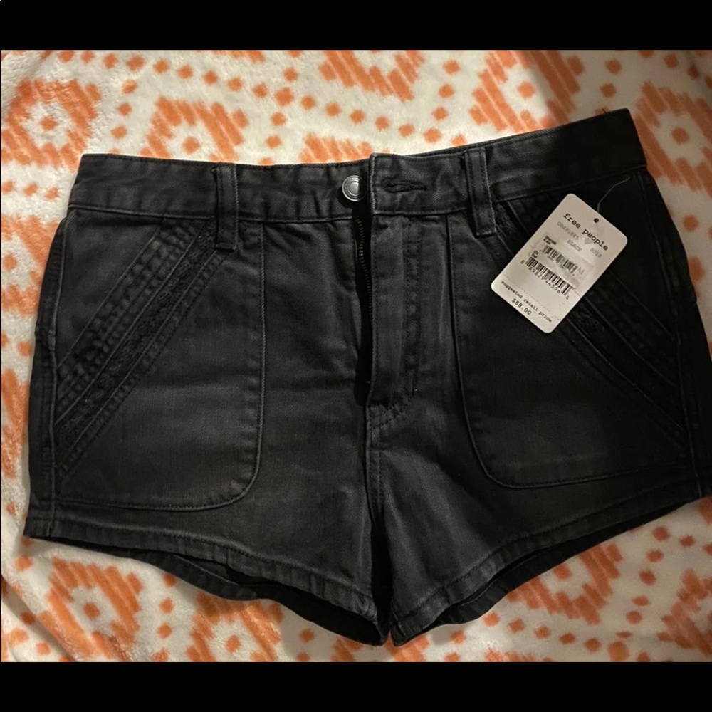 BOGO 50% off -  Free People Black Wash Denim Jean Shorts 27 NWT